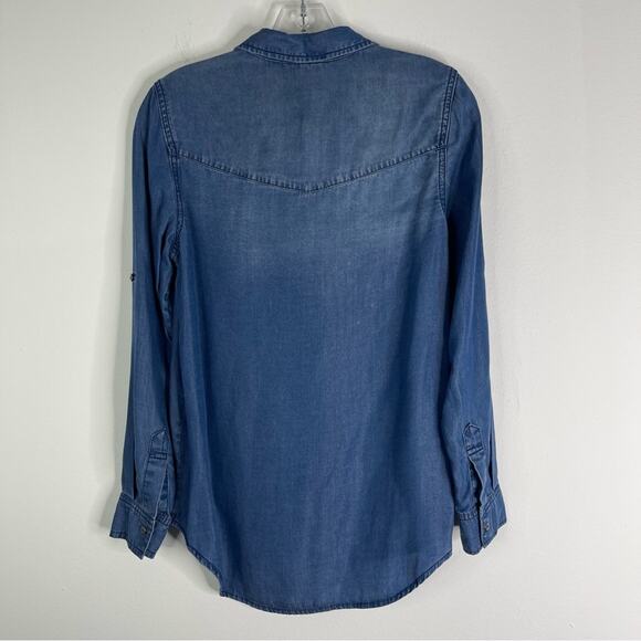 NEW Intro blue chambray preppy coastal button front top PS - Picture 7 of 7
